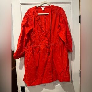 H&M red linen blend mini dress